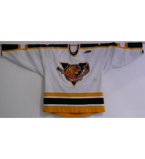 Custom QMJHL Victoriaville Tigres 1999 09 26 Pierre Luc Sleigher Hockey Jersey Home White